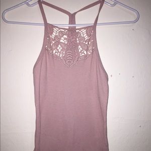 Pastel Pink Lace, Floral Cage Crop Top